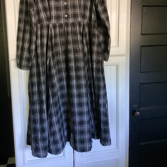 SON DE FLOR TARTAN PLAID LINEN MIDI DRESS - L - READ INFO - Picture 8 of 11